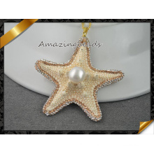 Natureza estrela pérola pingente, com brilhantes cristal rhinestone colar pingente de jóias, pingente shell (ef097)